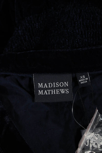 Madison Mathews Women Blue Mini Henley Dress Long Sleeve Size XS