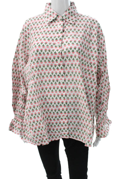 Madison Mathews Women Multicolor Floral Button-Up Long Sleeve Top Size One Size