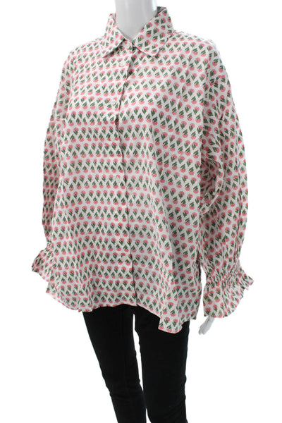 Madison Mathews Women Multicolor Floral Button-Up Long Sleeve Top Size One Size