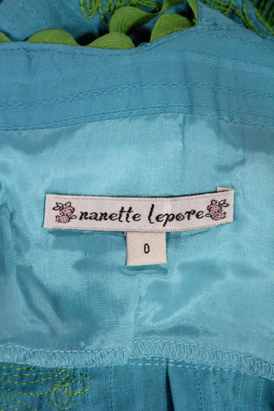 Nanette Lepore Womens Blue Floral Sweetheart Camisole Cotton Sleeveless Size 0