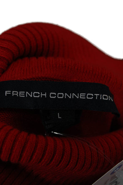 French Connection Womens Red Wool Turtleneck Pullover Sweater Longsleeve Size L
