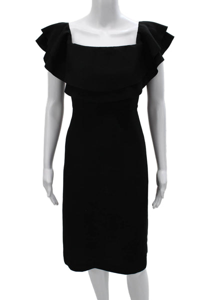 Banana Republic Women Black Sheath Dress Square Neck Short Sleeve Size 4