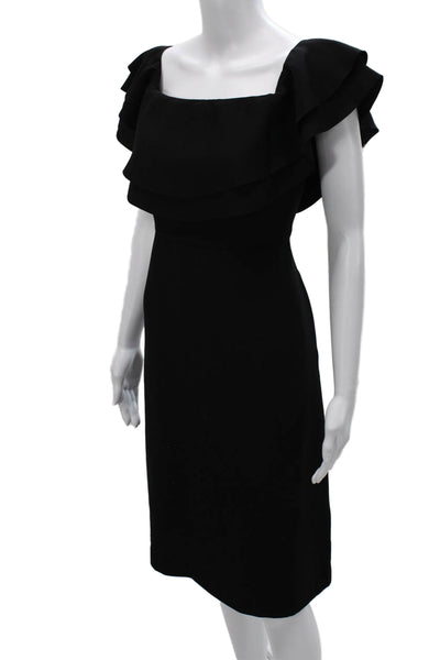 Banana Republic Women Black Sheath Dress Square Neck Short Sleeve Size 4