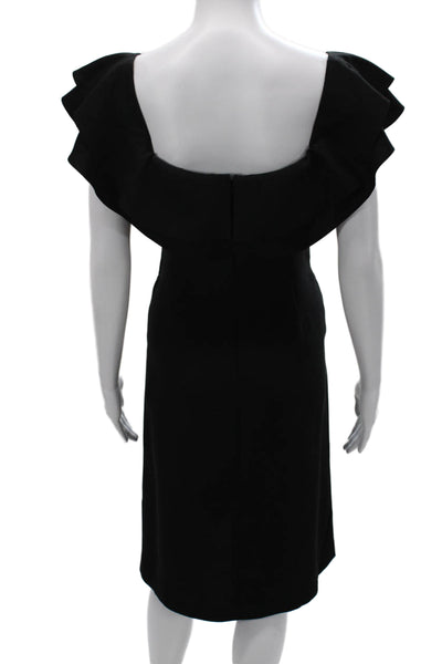 Banana Republic Women Black Sheath Dress Square Neck Short Sleeve Size 4