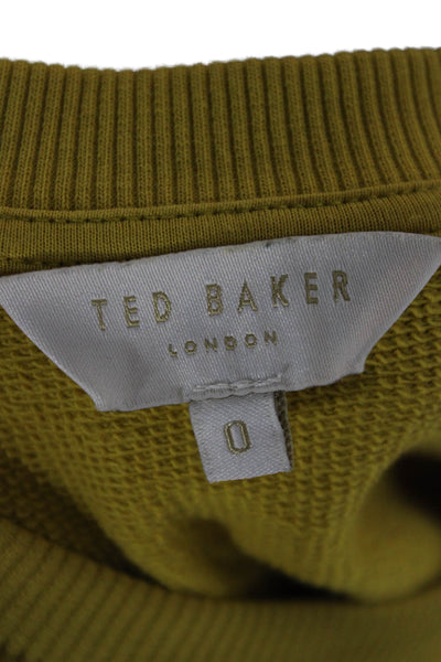 Ted Baker London Womens Yellow Floral Crew Neck Pullover Sweatshirt Size 0