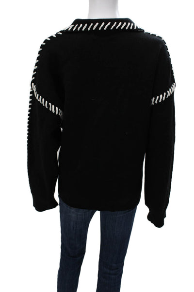 English Factory Womens Collared Pullover Sweater Black Rayon Size XL