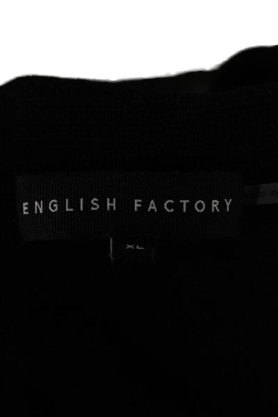 English Factory Womens Collared Pullover Sweater Black Rayon Size XL