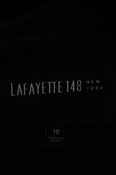 Lafayette 148 New York Women Trench Coat Black Button Polyester Size 10