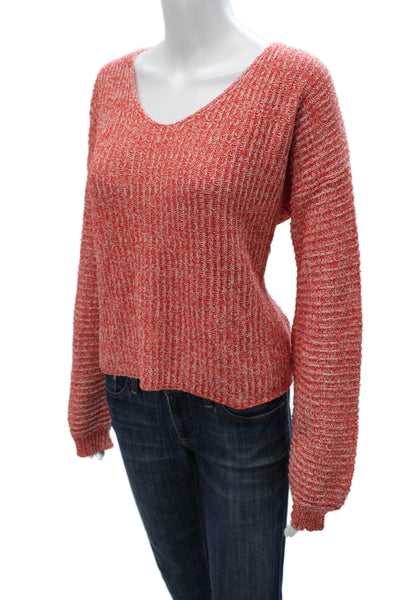 Z Supply Womens Pullover Sweater V Neck Cotton Long Sleeve Orange Size S