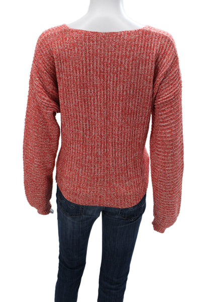 Z Supply Womens Pullover Sweater V Neck Cotton Long Sleeve Orange Size S