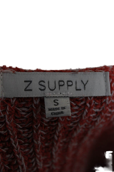 Z Supply Womens Pullover Sweater V Neck Cotton Long Sleeve Orange Size S
