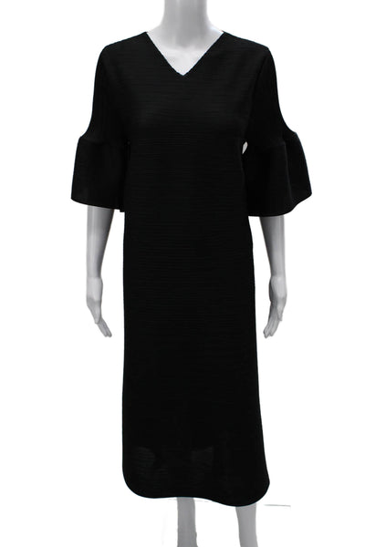 Scarlet Sage Womens Shift Dress Black V-Neck Half Sleeve Mini Size One Size
