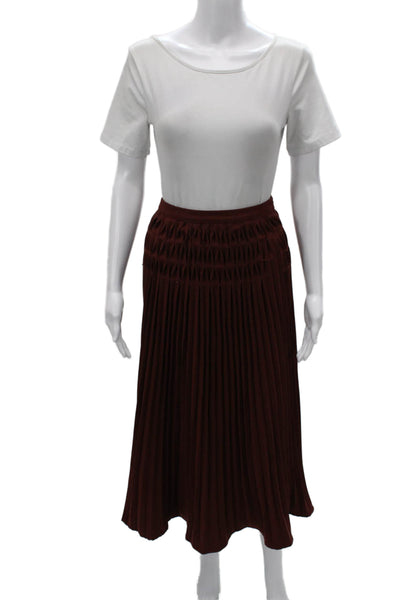 Ava & Lu Women Pleated Long Skirt Red Size XS