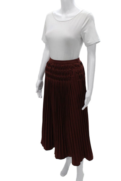 Ava & Lu Women Pleated Long Skirt Red Size XS