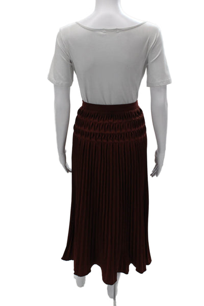 Ava & Lu Women Pleated Long Skirt Red Size XS