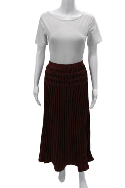 Ava & Lu Women Maxi Skirt Red Long Zip 95% Polyester Size M