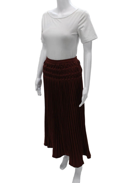 Ava & Lu Women Maxi Skirt Red Long Zip 95% Polyester Size M