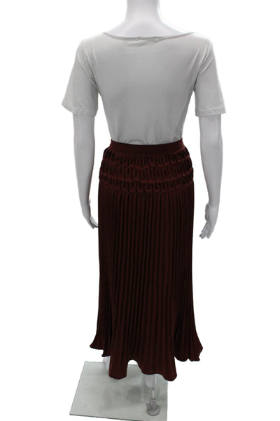 Ava & Lu Women Maxi Skirt Red Long Zip 95% Polyester Size M