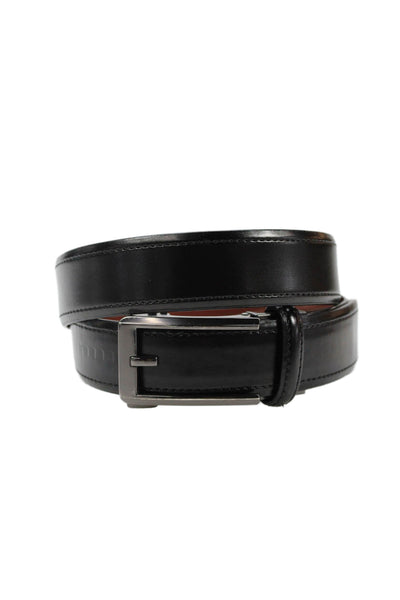 Valentini Mens Leather Metal Buckle Belt Black Size 38