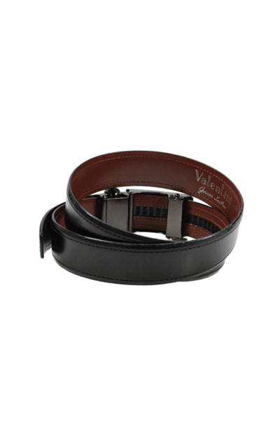 Valentini Mens Leather Metal Buckle Belt Black Size 38