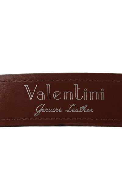 Valentini Mens Leather Metal Buckle Belt Black Size 38