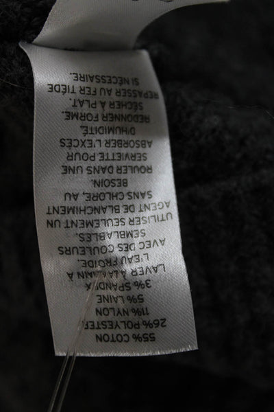 Open Edit Womens Gray Cardigan Long Sleeve Round Neck Cotton Blend Size M