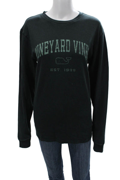 Vineyard Vines Womens Black Cotton T-Shirt Longsleeve Logo Size S