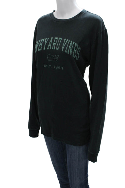 Vineyard Vines Womens Black Cotton T-Shirt Longsleeve Logo Size S