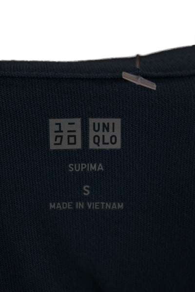Uniqlo Unisex Adults Basic Blue Short Sleeve Crew Neck Cotton T-Shirt Size S