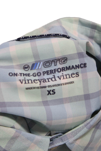 Vineyard Vines Mens Plaid Button Down Shirt Blue Mint Green Size Extra Small