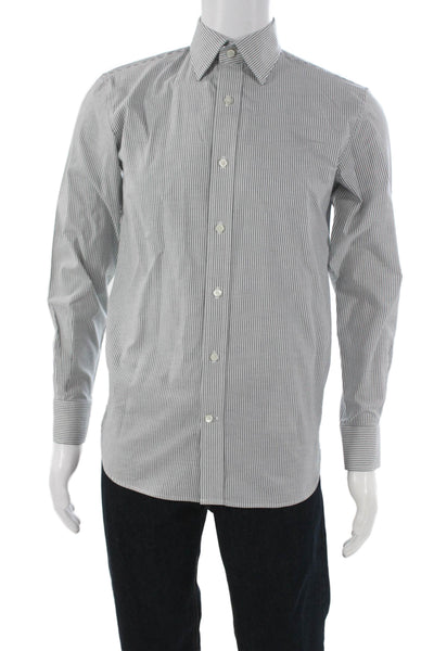 Banana Republic Mens Striped Slim Fit Button Down Shirt Grey Size Extra Small