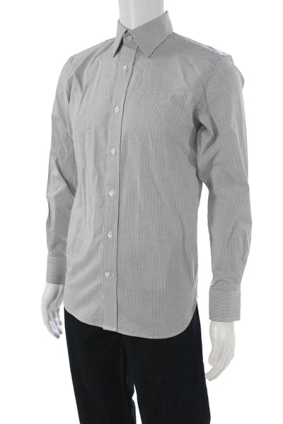 Banana Republic Mens Striped Slim Fit Button Down Shirt Grey Size Extra Small