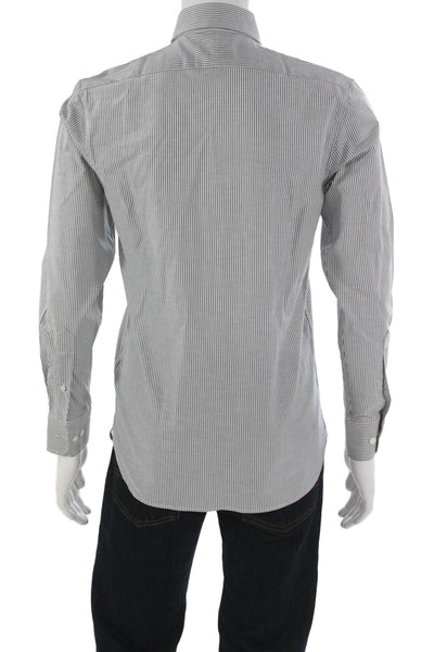Banana Republic Mens Striped Slim Fit Button Down Shirt Grey Size Extra Small