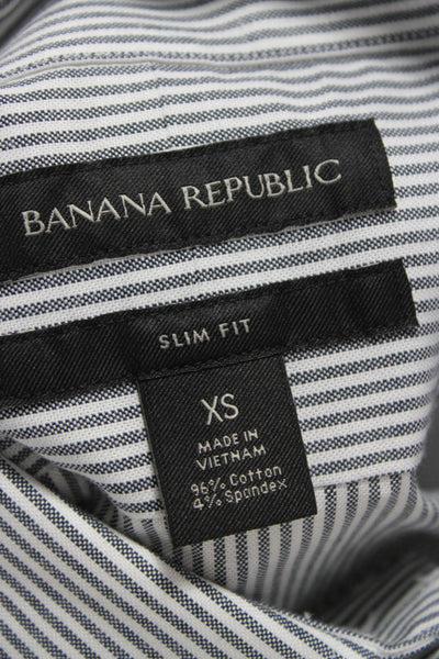 Banana Republic Mens Striped Slim Fit Button Down Shirt Grey Size Extra Small