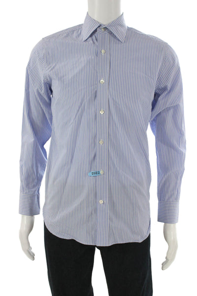 Banana Republic Mens Striped Slim Fit Button Down Shirt Blue Size Extra Small