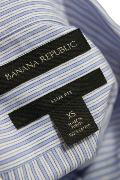 Banana Republic Mens Striped Slim Fit Button Down Shirt Blue Size Extra Small