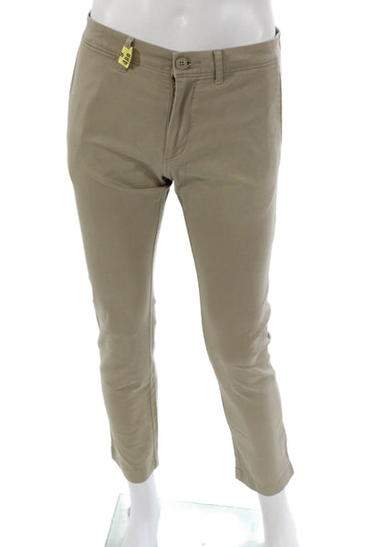 J Crew Mens Beige Chino Pants Button Closure 97% Cotton Stretch Size 29