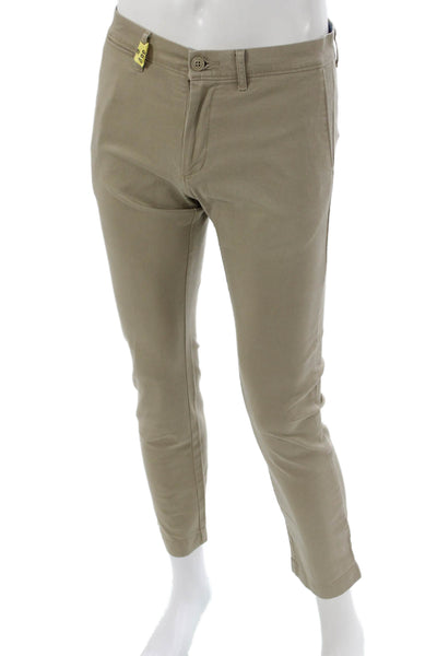 J Crew Mens Beige Chino Pants Button Closure 97% Cotton Stretch Size 29