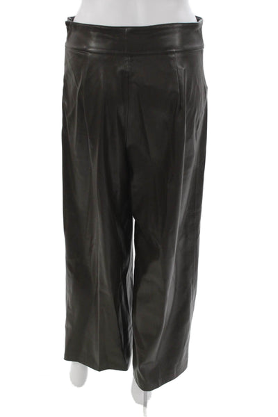 Zara Womens Cropped Pants Brown Zip Polyurethane Size M