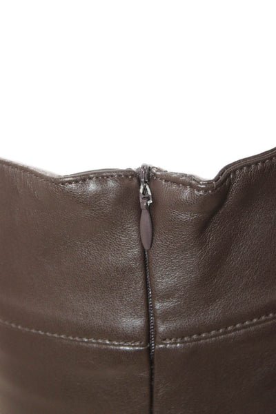 Zara Womens Cropped Pants Brown Zip Polyurethane Size M