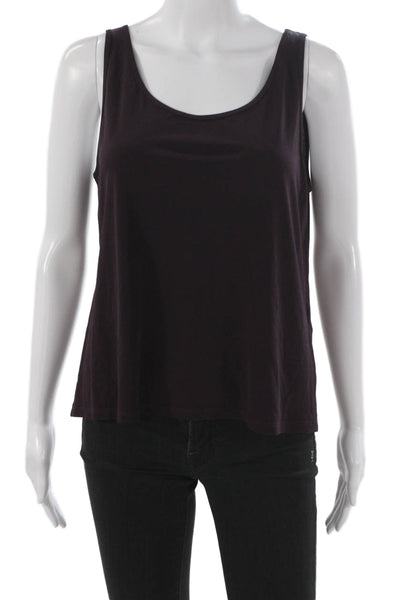 Eileen Fisher Women Purple Silk Scoop Neck Sleeveless Tank Basic Size S