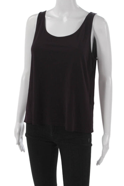 Eileen Fisher Women Purple Silk Scoop Neck Sleeveless Tank Basic Size S