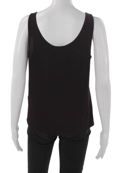Eileen Fisher Women Purple Silk Scoop Neck Sleeveless Tank Basic Size S