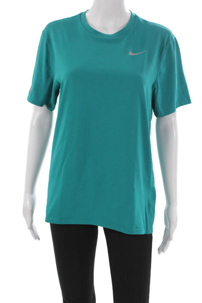 Nike Women Basic Green Polyester Crew Neck Short Sleeve T-Shirt Size S