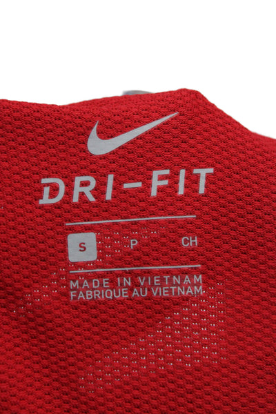 Nike Women Pullover T-Shirt Red Crew Neck Short Sleeve Polyester Size S