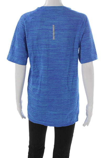 Nike Mens Striped Blue Nylon Pullover T-Shirt Crew Neck Short Sleeve Size S