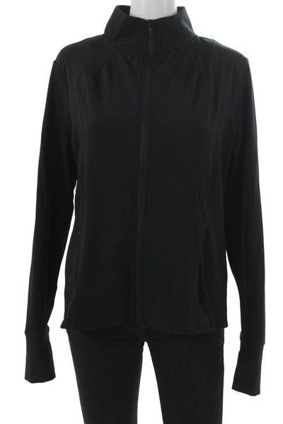 Danskin Women Track Jacket Black Zip Long Sleeve Size L