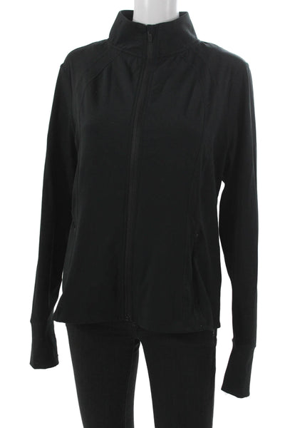 Danskin Women Track Jacket Black Zip Long Sleeve Size L