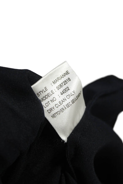 Theory Womens Black Collared Button Up Blouse Long Sleeve Silk Blend Size L