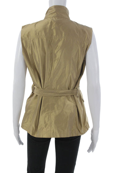 Lauren Ralph Lauren Women Military Jacket Beige Buckle Sleeveless Size M